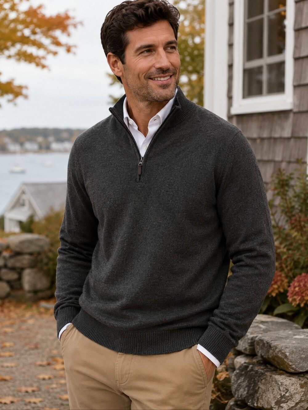 Vineyard Vines Men’s XL Wool Cotton Quarter Zip Sweater Gray